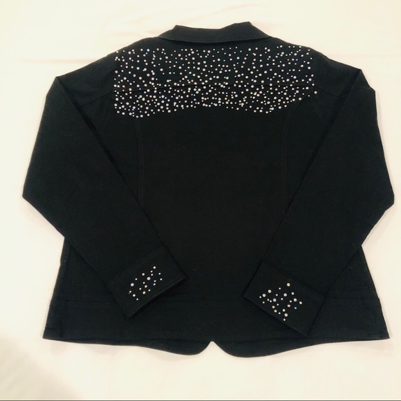 Unique Fashions Black Button Down Bling Jacket - Picture 2 of 5